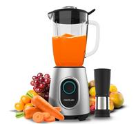 Cecotec Batidora de Vaso Power Black Titanium 2000MAX Inox Pro. 1800W, 27800 RPM, 8 Cuchillas Titanio Negro, Jarra Vidrio 1.8L, 2 Velocidades, Pulse, Pica Hielo, Lavavajillas, Filtro Licuado, Acero