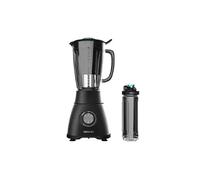 Cecotec Batidora de Vaso Power Black Titanium 2500MAX Go. 2500W Máxima Potencia, 6 Hojas con Recubrimiento de Titanio Negro, Jarra Termorresistente de 1,8L, 5 Velocidades, Incluye Botella Portátil
