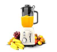 Cecotec Batidora de Vaso Power Black Titanium RetroBeige. 1200W, jarra de 1.5L, 2 velocidades, función Pulse, cuchillas de titanio, motor copper, diseño retro y eficiente.