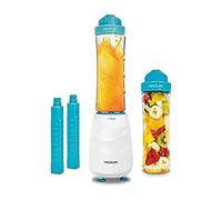 Cecotec Batidora Smoothies de Vaso Individual Power Titanium One. Cuchillas de titanio, Dos vasos de 600 ml, Dos tubos Refrigeradores, Libre de BPA, Pica hielo, 350W