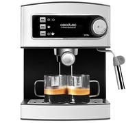 Cecotec Cafetera Express para Espresso y Cappuccino Power Espresso 20. 850W, 20 Bares, 2 Tazas, Vaporizador, 1.5L, Brazo Doble, Calientatazas, Bandeja Goteo, Indicadores Luminosos, Seguridad