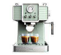 Cecotec Cafetera Express Power Espresso 20 Tradizionale Light Green. 1350 W, Espresso y Cappucicno, 20 Bares y Thermoblock, Vaporizador, Manómetro, Diseño Vintage, Capacidad 1,5 Litros