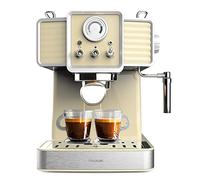 Cecotec Cafetera Express Power Espresso 20 Tradizionale Light Yellow. 1350 W, Espresso y Cappucicno, 20 Bares y Thermoblock, Vaporizador, Manómetro, Diseño Vintage, Capacidad 1,5 Litros