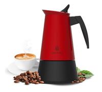 Cecotec Cafetera Italiana 4 Tazas Piccolina 900 Red + | Material en Acero Inoxidable, Apta para Inducción, Filtro de Acero, Junta de Silicona, Elegante Acabado Rojo