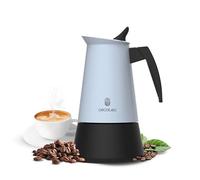 Cecotec Cafetera Italiana Piccolina 200 Blue. Capacidad 100ml para 2 Tazas, Diseño Elegante en Acero, Filtro Acero Inoxidable, Apta para todas las Superficies, Válvula de seguridad, Cierre Silicona