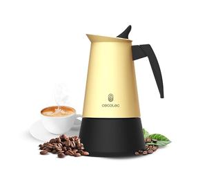 Cecotec Cafetera Italiana Piccolina 400 Beige. 200ml, 4 Tazas de Café, Acero Inoxidable, Apta Todas Superficies, Filtro Premium, Válvula Seguridad, Mango Termorresistente, Diseño Elegante