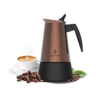 Cecotec Cafetera Italiana Piccolina 400 Bronze. 200ml, 4 Tazas de Café, Acero Inoxidable, Apta Todas Superficies, Filtro Premium, Válvula Seguridad, Mango Termorresistente, Diseño Elegante
