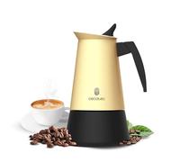Cecotec Cafetera Italiana Piccolina 900 Beige, Capacidad 450 ml para 9 tazas, Diseño elegante en Acero, Filtro Acero Inoxidable, Apta para todas las superficies, Válvula de seguridad, Cierre silicona