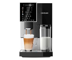 Cecotec Cafetera Superautomática Cremmaet Compactccino Black Silver, 19 Bares, Sistema Thermoblock, Grano recién molido con Plug&Play, Depósito 150gr café con molinillo, 1,1 L agua, 400ml leche