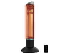 Cecotec Calefactor Eléctrico de Exterior de Torre ReadyWarm 1000 Power Tower. 1000 W en 2 Niveles, Tecnología Halógena, Oscilación, Protección IP55, Temporizador y Mando a Distancia