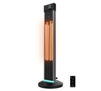 Cecotec Calefactor Eléctrico de Exterior de Torre ReadyWarm 2000 Power Tower. 2000 W en 3 Niveles, Tecnología Halógena, Protección IP34, Mando a Distancia y Display, Área de Cobertura 10 m2