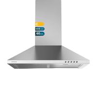 Cecotec Campana Extractora de 60 cm Flux PM 604300 Inox C. Forma de Pirámide Acabado Inox Potencia Succión 403m3/h Motor 105W Clase C Control