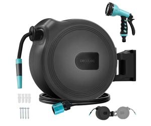 Cecotec Carrete de Manguera de 10m HydroShell 10. Enrollador Automático con SlowReturn Technology, Portátil y Ergonómico, Incluye Boquilla Simple y Pistola Pulverizadora, Conexión Universal 3in1