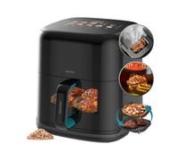 Cecotec Freidora de Aire sin Aceite 6,5L Plancha Grill Doble Resistencia Ahumador Integrado Air Fryer Cecofry&Grill Smokin'Prime 6500. 2200W, Pared Divisoria Móvil, 40-200 °C