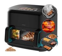 Cecotec Freidora de Aire sin Aceite 11L Plancha Grill con 4 Resistencias Ahumador Integrado Air Fryer Cecofry&Grill Smokin'Prime 11000. 2800W, Pared Divisoria Móvil, 40-200ºC, 10 Menús