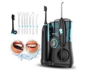 Cecotec Centro de Estación Bucal o Dental Bamba ToothCare Jet Clean. 18W, Irrigador 600ml de Capacidad, 10 Niveles de Presión, 7 Cabezales y Cepillo de Dientes Eléctrico con 5 Modos