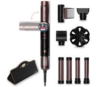 Cecotec Cepillo de Aire Moldeador Multifunción - 8 Accesorios y Mango Flexible AirGlisse 8in1 Flex Black. 1400W, 110000rpm, Pantalla Digital, Revestimiento Cerámico y Queratina, Tecnología Coanda