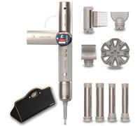 Cecotec Cepillo de Aire Moldeador Multifunción - 8 Accesorios y Mango Flexible AirGlisse 8in1 Flex Champagne. 1400W, 110000rpm, Pantalla Digital, Revestimiento Cerámico y Queratina, Tecnología Coanda