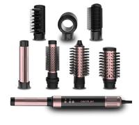 Cecotec Cepillo de Aire Voluminizador 8 Cabezales CeramicCare AirGlam Black Essential 1400W, Digital Brushless 110000rpm, Placas Ceramica, Tecnología Coanda, Iones Negativos, 3 Temperaturas