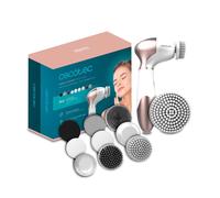 Cecotec Cepillo Limpiador Facial Masajeador Portátil a Pilas Bamba FaceCare TotalClean. 9 Cabezales para Cara, Cuerpo y Pies con Giro de 360º, Diseño Ergonómico y Bolsa de Viaje