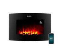 Cecotec Chimenea Eléctrica Decorativa 35” con Mando y Wifi ReadyWarm 3560 Curved Flames Connected. Máxima Potencia 2000W, 2 Intensidades, Panel Curvo de Cristal Templado, Llama Ajustable, Temporizador