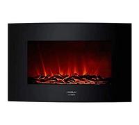 Cecotec Chimenea Eléctrica Ready Warm 3500 Curved Flames. 2000 W, Tamaño 35", 2 Niveles de Potencia, Mando a Distancia, Panel Curvo de Cristal Templado, Temporizador, 30 m2