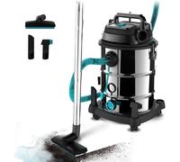 Cecotec Aspirador de Sólidos y Líquidos de 30 L Conga Rockstar Wet & Dry Steel Pro. 1600 W, 23 kPa, Sistema de Drenado, Aspirador y Soplador, Estructura Metálica, Ruedas, Radio de Acción 5m