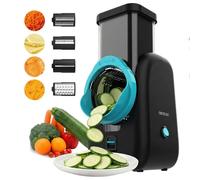 Cecotec Cortador Eléctrico de Verduras - Salad Maker - Total Blade Full Black. Procesador Alimentos, 4 Cilindros Intercambiables, Corta, Ralla y Lamina, Desmontable, Compacto, Ensaladas en Segundos