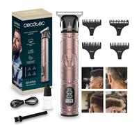 Cecotec Cortapelos y Perfiladora Profesional Bamba PrecisionCare Warrior. Cuchilla Afilada de Alto Rendimiento, 4 Peines Guía 1-4 MM, Autonomía 120mins, Pantalla, Diseño Ergonómico, Cepillo y Aceite