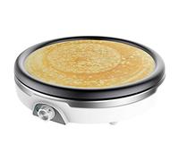 Cecotec Crepera Fun Crepestone XL INOX. 1350 W, Acero inoxidable, Placa con Revestimiento Antiadherente y extraíble, Termostato Regulable, Rodillo y Espátula Incluidos, 38 cm
