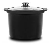 Cecotec, Cubeta de cerámica para cocciones lentas y a baja temperatura con tu Olla GM programable, Con tapa de vidrio, Negro, Apta para todas las ollas programables de 6 litros