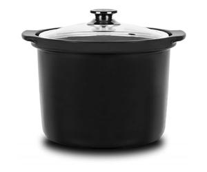 Cecotec, Cubeta de cerámica para cocciones lentas y a baja temperatura con tu Olla GM programable, Con tapa de vidrio, Negro, Apta para todas las ollas programables de 6 litros