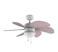 Cecotec Ventilador de techo EnergySilence 3600 Vision Purple. 50 W, Diámetro 92 cm, Lámpara, 3 Velocidades, 6 Aspas reversibles, Función Verano/Invierno, Interruptor de Cadena, Blanco/Lila