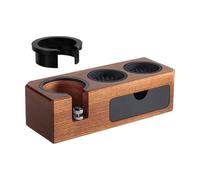 Cecotec Estación de Prensado para Espresso Baristeo WoodTamperStation. Soporte Madera Elegante Portafiltro, Prensador y Nivelador, Compatible 51-58 mm, Pies Antideslizantes, Optimiza Espacio