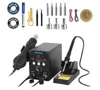 Cecotec Estación de Soldar de Aire Caliente TotalSoldier Station 6500. 60W, Temperatura Ajustable, hasta 510ºC, Pantalla Digital, 5 Puntas de Soldar, 2 Rollos de Estaño, Pistola de Aire