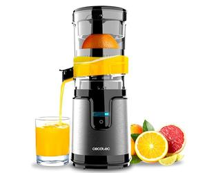 Cecotec Exprimidor de Naranjas Eléctrico de Torre Essential TowerAdjust Easy Steel. 140W, Capacidad de 0,35L, Incluye un Filtro y un Cono de Plástico, Única Dirección de Rotación, Desmontable
