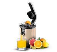 Cecotec Exprimidor Eléctrico de Brazo para Naranjas y Cítricos Xqueeze RetroJuice 600 Beige. 600W, Estilo Retro, Filtro de Acero Inoxidable, Cono de Plástico, Palanca para Extraer Pulpa, Antigoteo