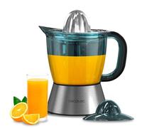 Cecotec Exprimidor Eléctrico para Naranjas y Cítricos Zitra Steel. 40 W y Filtro de Plástico, 2 Conos de Plástico, Doble Sentido de Giro, Encendido Automático, Tambor con Capacidad de 1L