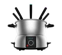 Cecotec Fondue eléctrica Fun GourmetFondue. 1000 W de Potencia, Termostato regulable, Acero Inoxidable, para Queso, Chocolate y Aceite, Incluye 8 Tenedores, Piezas aptas para lavavajillas
