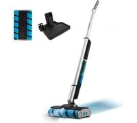 Cecotec Fregona Eléctrica FreeGo Wash Twice Spray. 60 W, Autonomía 40 mins, Doble Rodillo, Depósito de Agua Limpia de 450 ml y Sucia de 350 ml, Pulverizador de Agua y Base de Autolimpieza, Gris