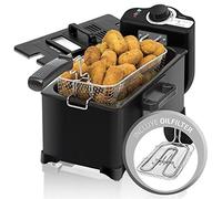 Cecotec Freidora CleanFry 3l. 2000 W, Acero inoxidable, Filtro OilCleaner que mantiene el aceite limpio, Lacada en negro y 3 litros de capacidad. Tapa con ventana y filtro antiolores