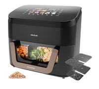 Cecotec Freidora de Aire 11 L Cecofry&Grill Smokin' 11000 Hot Grill | Potencia de 2900 W, Triple Grill en Parte Superior, Inferior, Ahumador Integrado, Pared Divisoria Móvil, Temperatura Dual