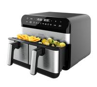 Cecotec Freidora de Aire Digital de 9L Air Fryer Cecofry Advance 9000 Inox. 2800W, 2 Cubetas de 4,5L, Temperatura Dual, Temperatura Regulable de 80-200 ºC, 7 Programas, Panel Táctil Multifunción