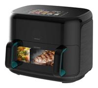 Cecotec Freidora de Aire &Grill Smokin'Prime 11000 2800W | Resistencias para Dorado , Sabor de Parrilla en , Pared Divisoria Móvil, Convertible en una Sola Cubeta