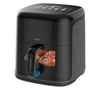 Cecotec Freidora de Aire sin Aceite 6,5L Plancha Grill Doble Resistencia Ahumador Integrado Air Fryer Cecofry&Grill Smokin'Prime 6500. 2200W, Pared Divisoria Móvil, 40-200 °C