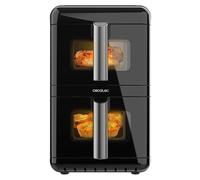 Cecotec Freidora de Aire Vertical - 12L - Air Fryer - Cecofry DuoLevel 12000 Window. 2900W, 2 Cubetas 6 L, Ventana, Sync, 10 Menús y Temp Dual para Cocinar Grandes Cantidades Rápido y con Poco Aceite