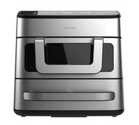 Cecotec Freidora de Aire y Horno 18L Cecofry FoodCourt 18000 4Pizza+. 2700W, Horno Pizza 12" Incluy. Piedra, 9L Freidora Aire, Pared Divisoria, Pantalla Color, Acero Inoxidable, Sincronización Cubetas