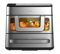 Cecotec Freidora de Aire y Horno - Air Fryer 18L Cecofry FoodCourt 18000 4Pizza. 2700W, Horno 12", Temp. Máx. 230ºC, 9L Pared Divisoria y 200ºC, Función Sync, Pizza Stone, Display a Color, Acero Inox