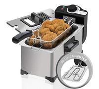 Cecotec Freidora Eléctrica CleanFry 3L Full Inox. 2000 W, Capacidad 3 l, Temperatura hasta 190ºC, Cubeta Esmaltada Apta para Lavavajillas, Filtro que mantiene el Aceite Limpio, Full Inox