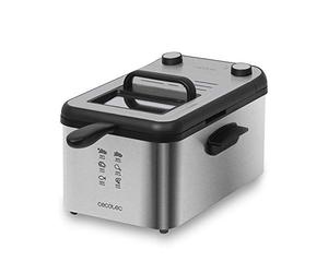 Cecotec Freidora eléctrica CleanFry Infinity 3000 de Acero Inoxidable, 3 litros de Capacidad de Aceite, Filtro OilCleaner, 2400 W, Temporizador de 30 Minutos.
